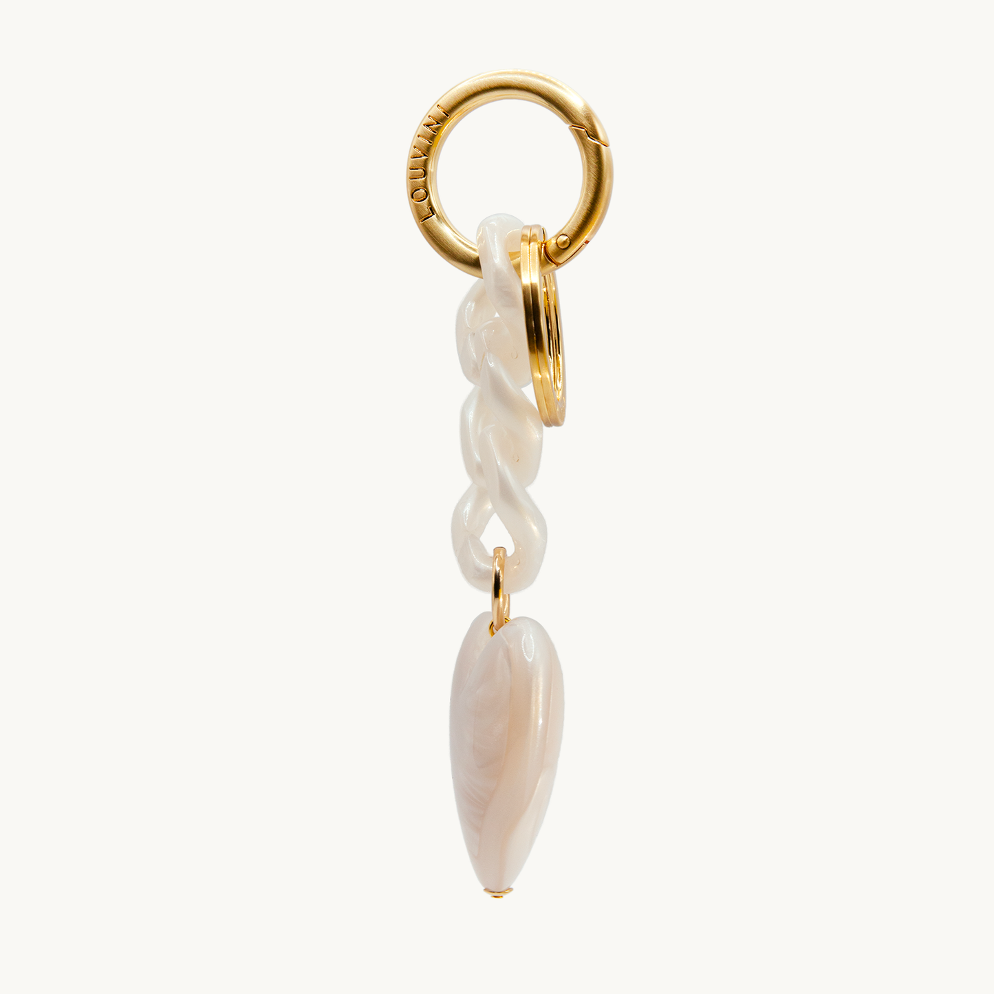 PORTE-CLÉ GRAND COEUR - Perles Blanches