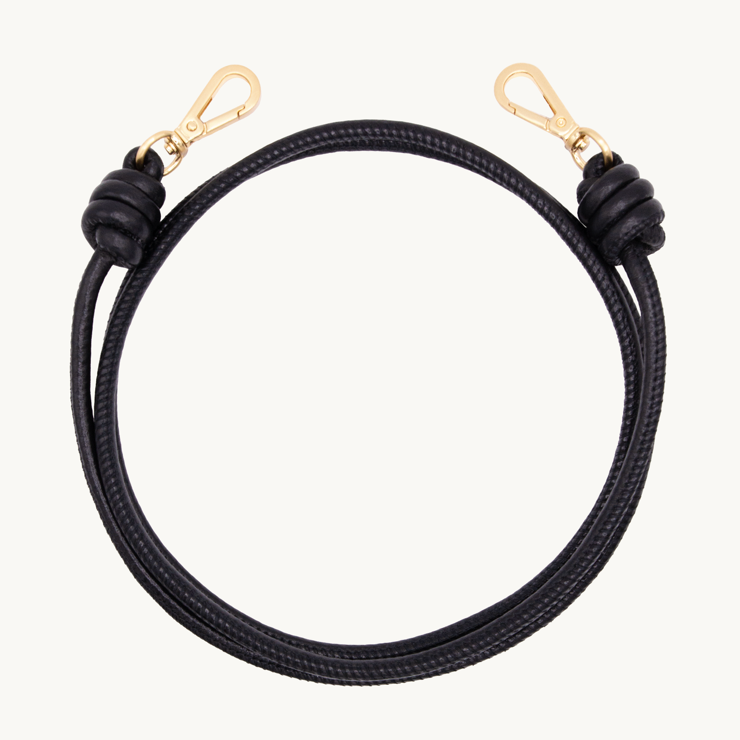 Cordon cuir Noir Metallisé bandouliere pour telephone avec mousquetons
