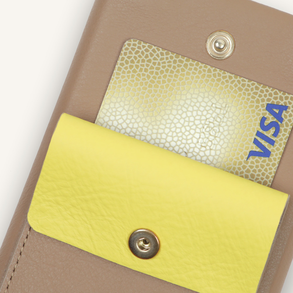 iPhone leather case with card holder and rings LOU - Camel