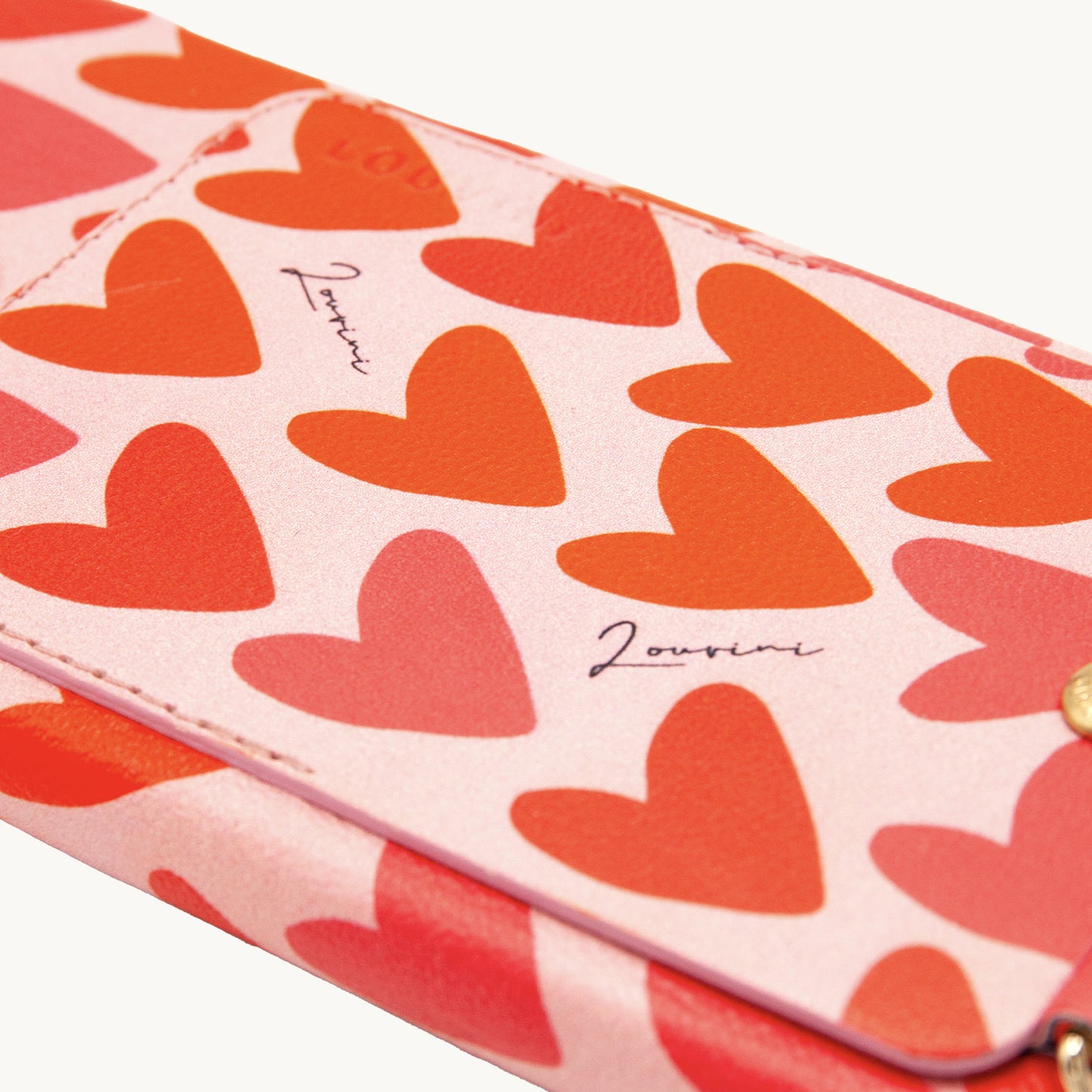 iPhone leather case with card holder and rings LOU – Hearts