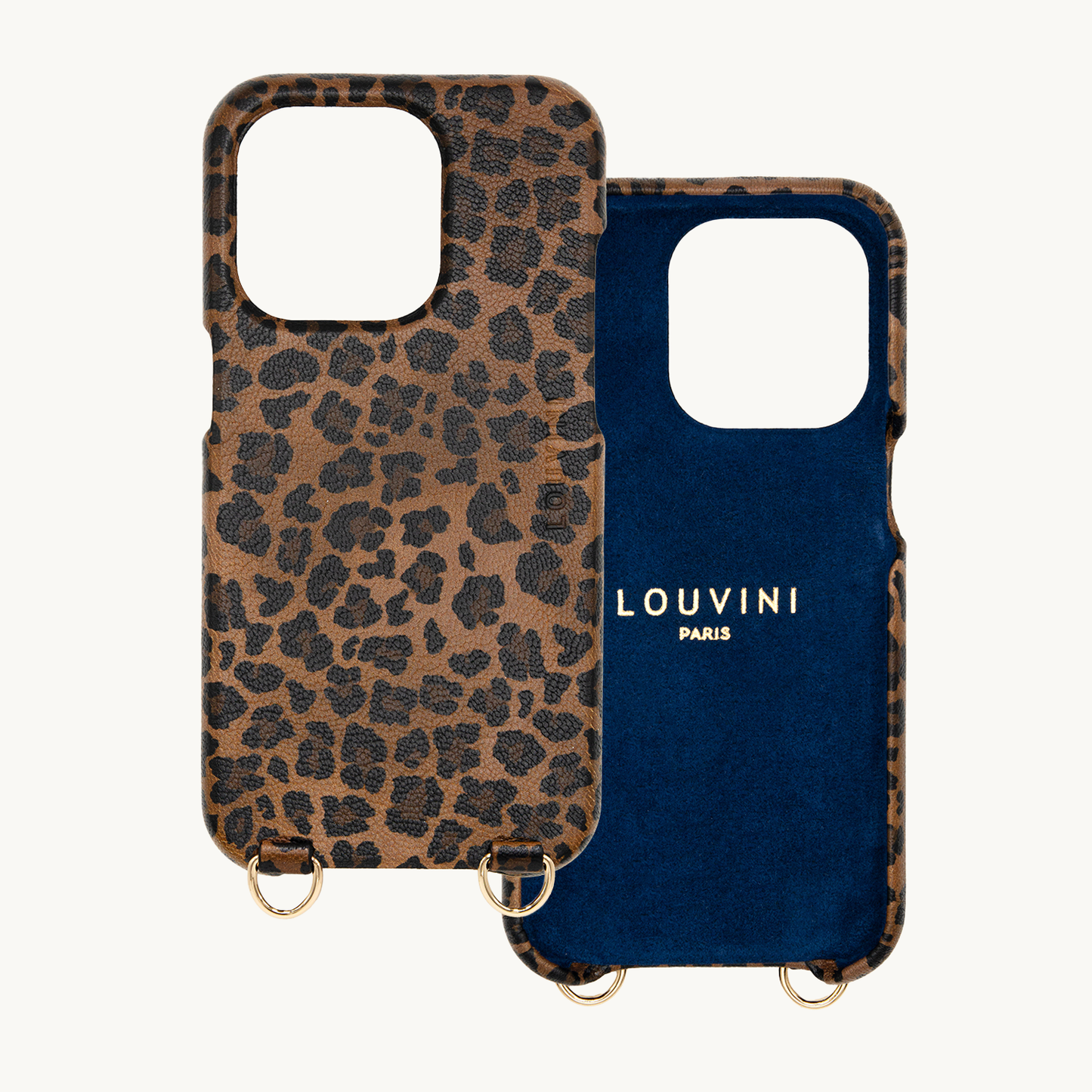 iPhone MagSafe leather case with rings MAX – Leopard
