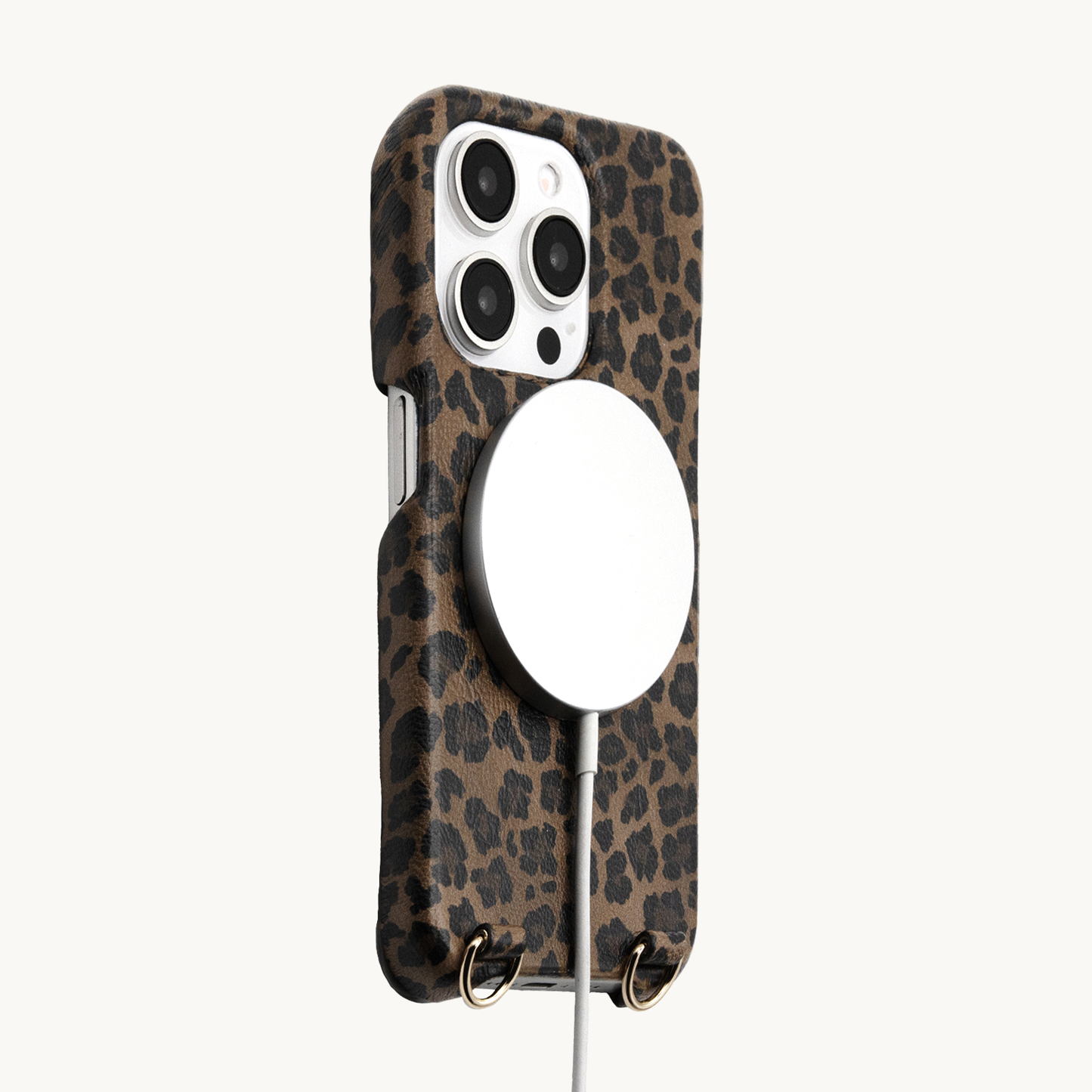 iPhone MagSafe leather case with rings MAX – Leopard
