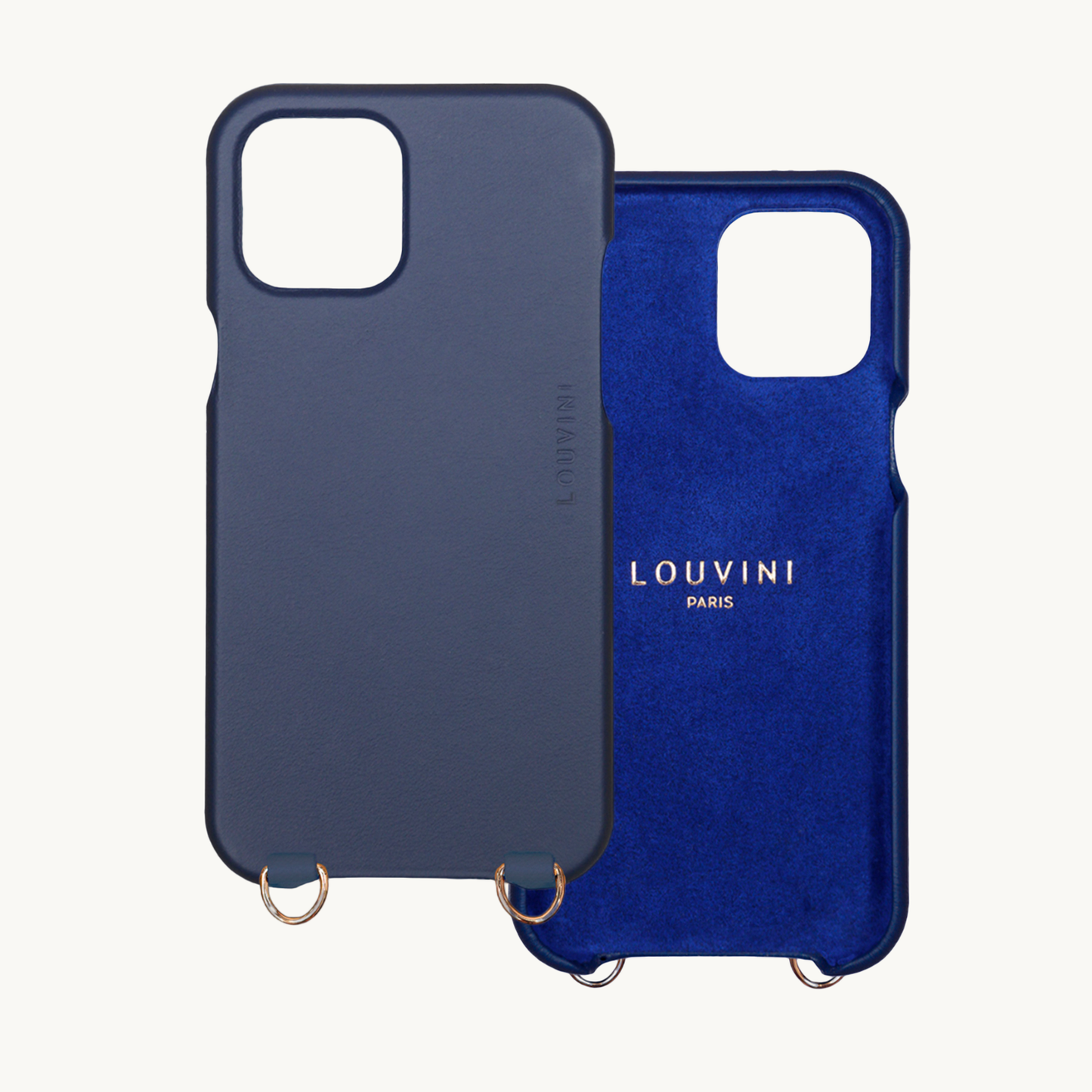 Coque iPhone MagSafe cuir avec anneaux MAX - Marine