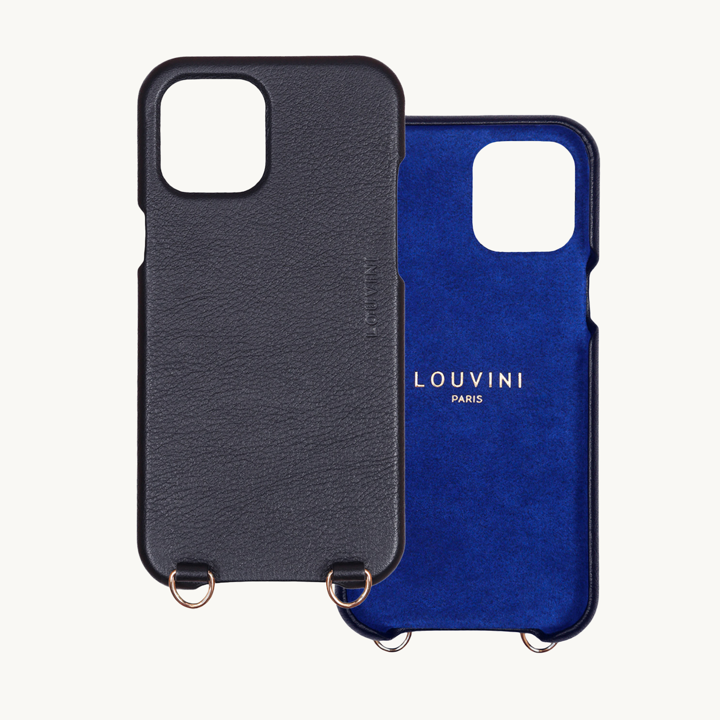 Coque iPhone MagSafe cuir avec anneaux MAX - Noir