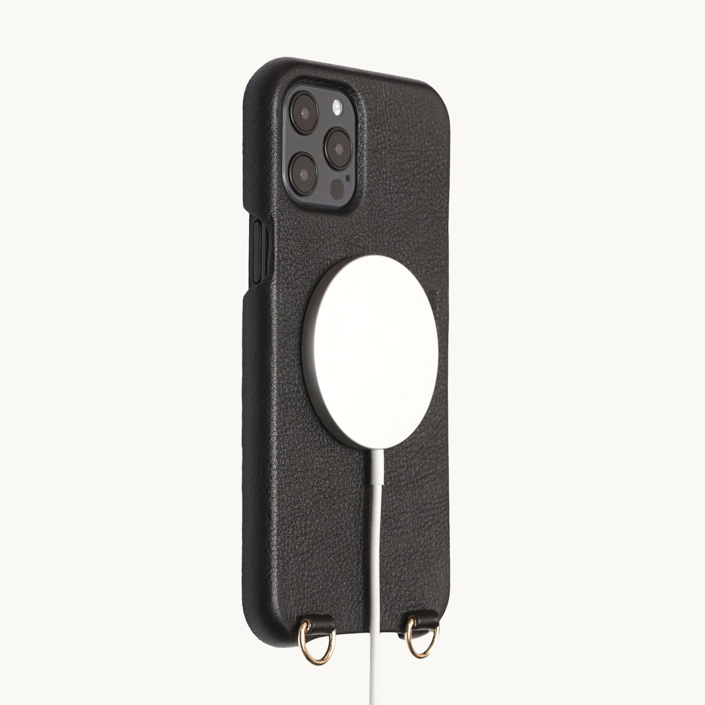 iPhone MagSafe leather case with rings MAX – Black