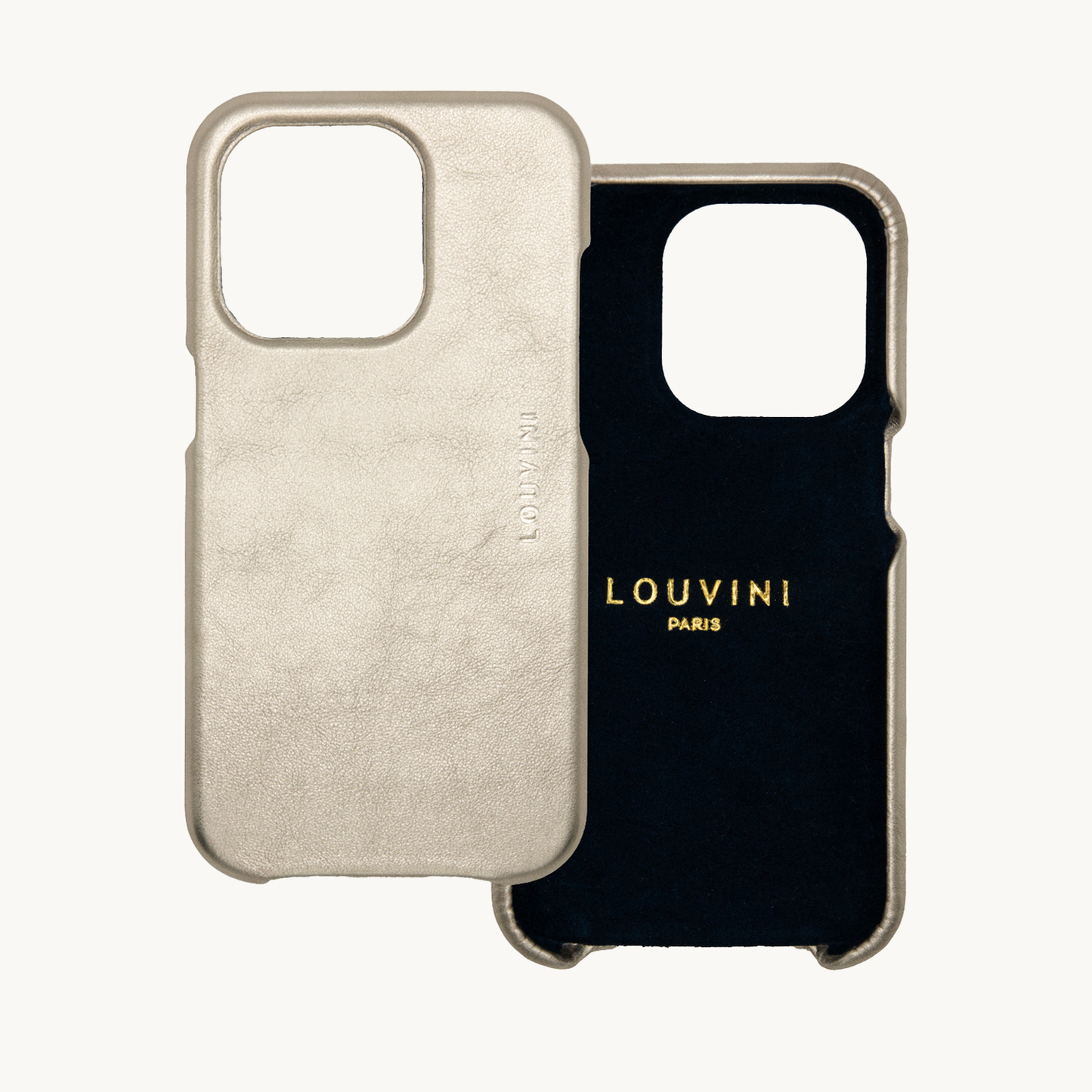 Coque iPhone MagSafe cuir MAX - Doré métallisé