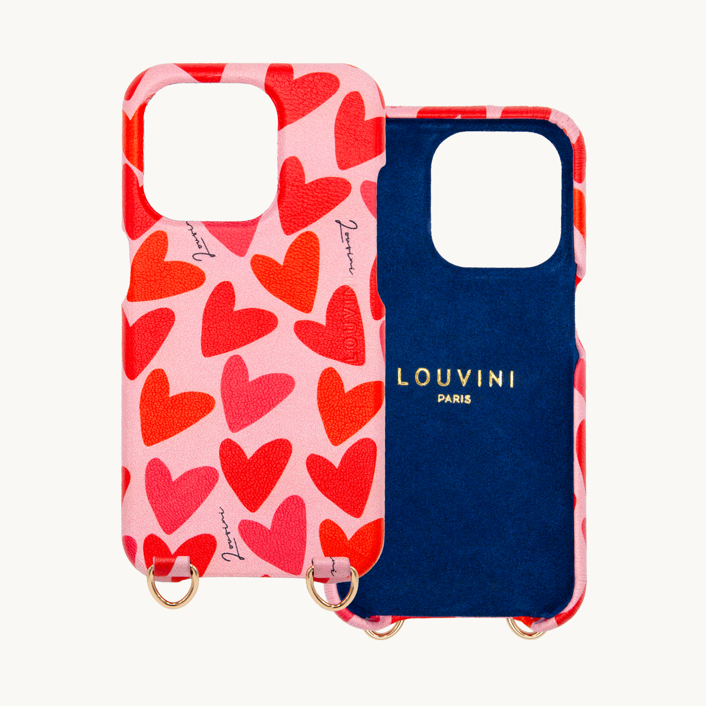iPhone MagSafe leather case with rings MAX – Hearts