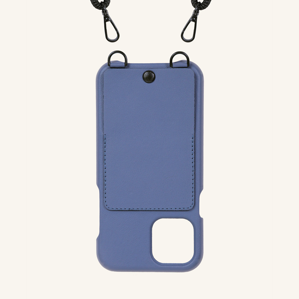 iPhone leather case with card holder and rings OSCAR – Blue