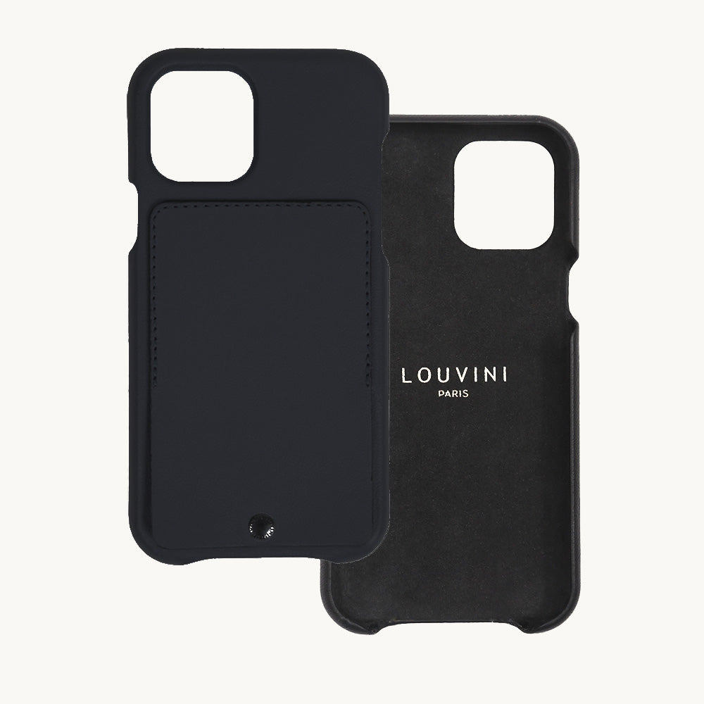 iPhone leather case with card holder OSCAR – Black