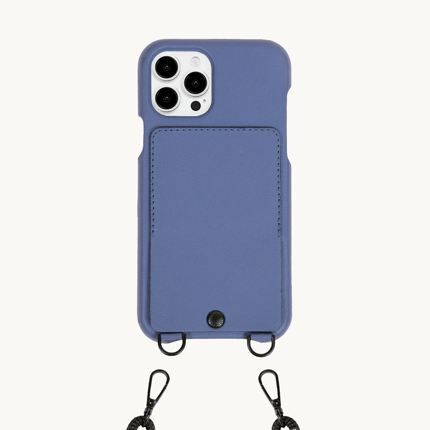 Coque iPhone cuir porte carte avec anneaux OSCAR - Bleu