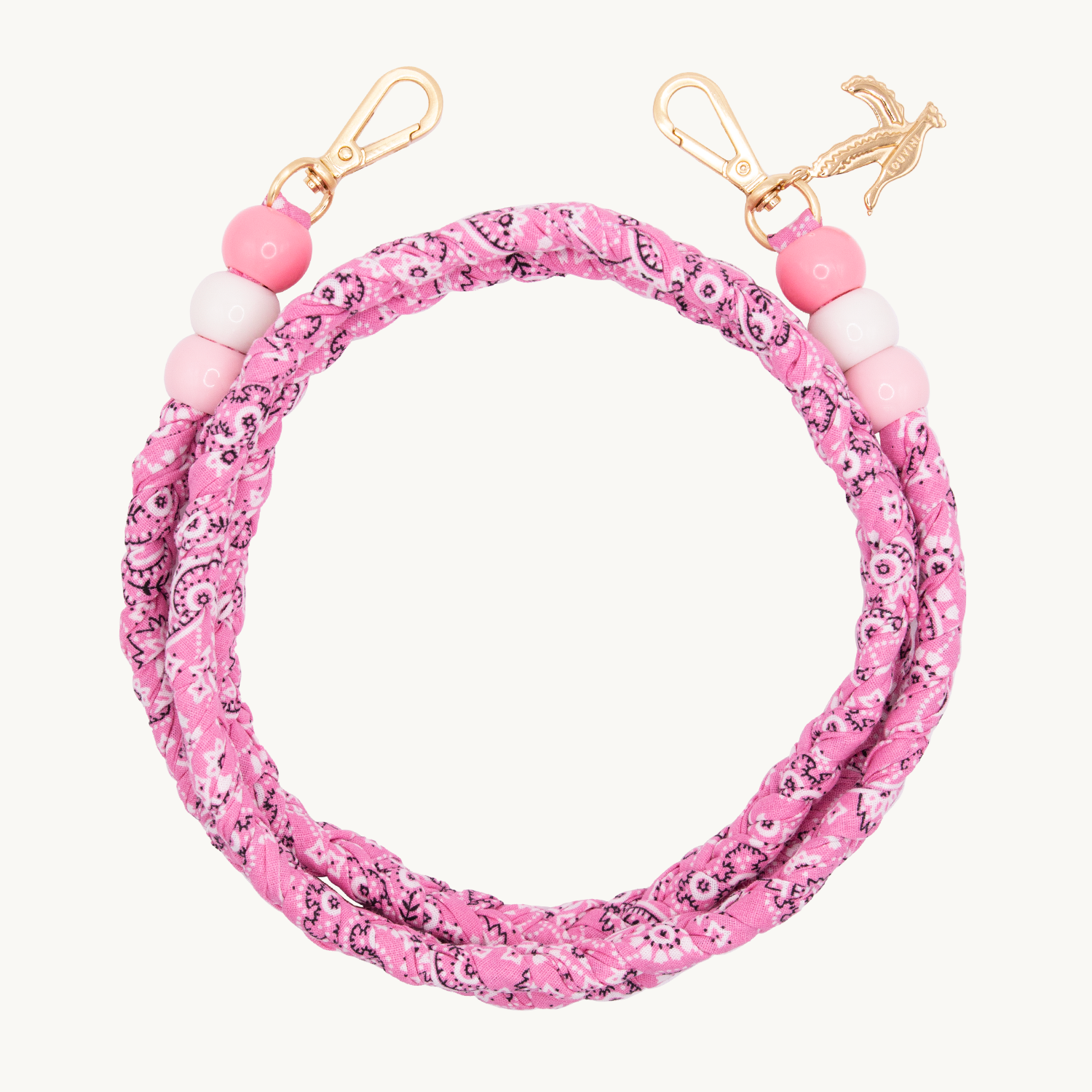 Cordon ARIZONA Rose imprimé bandana à perles bandouliere de telephone a mousquetons