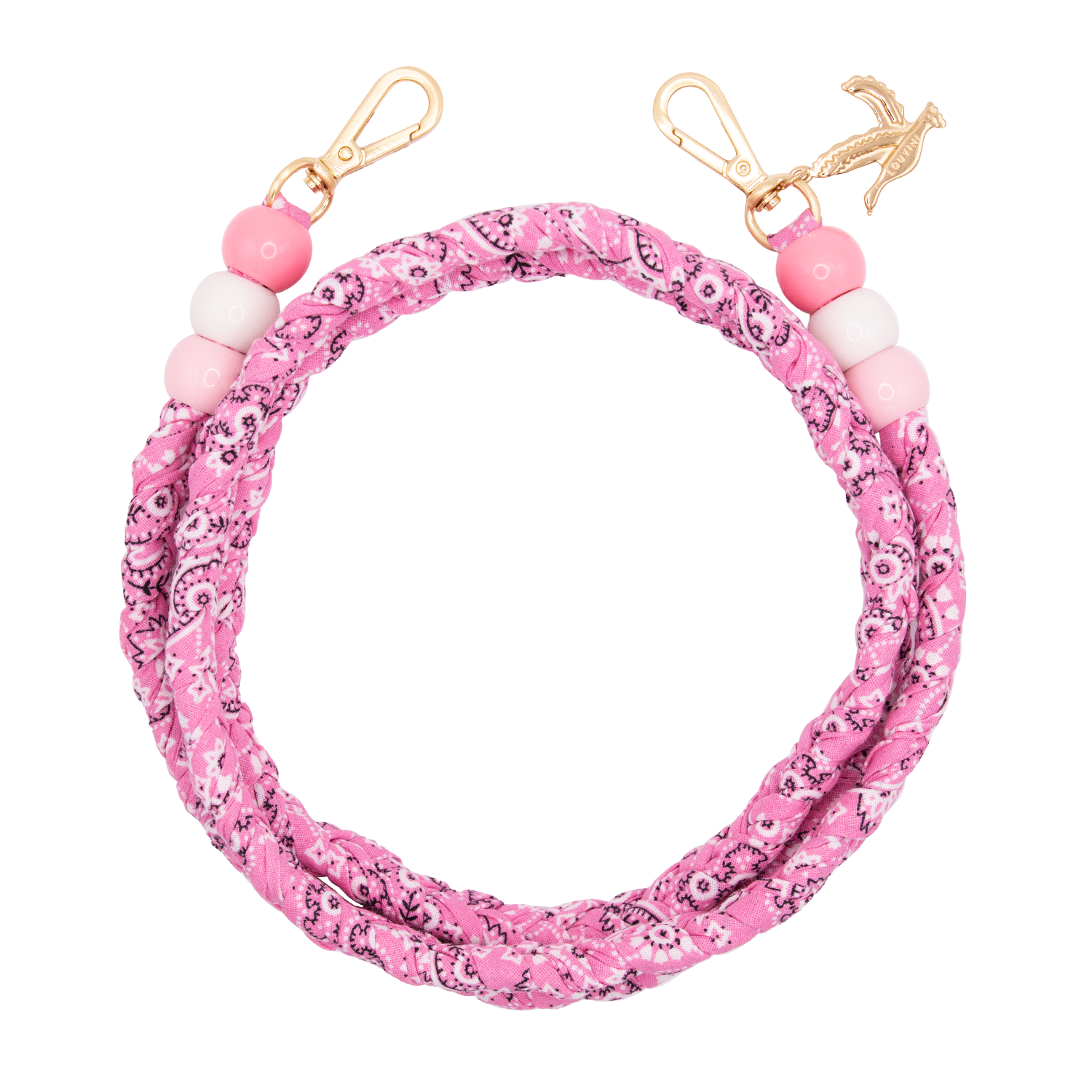 Cordon ARIZONA Rose imprimé bandana à perles bandouliere de telephone a mousquetons