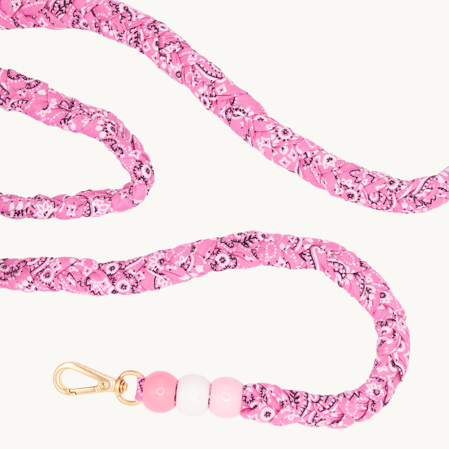 Cordon ARIZONA Rose imprimé bandana à perles bandouliere de telephone a mousquetons