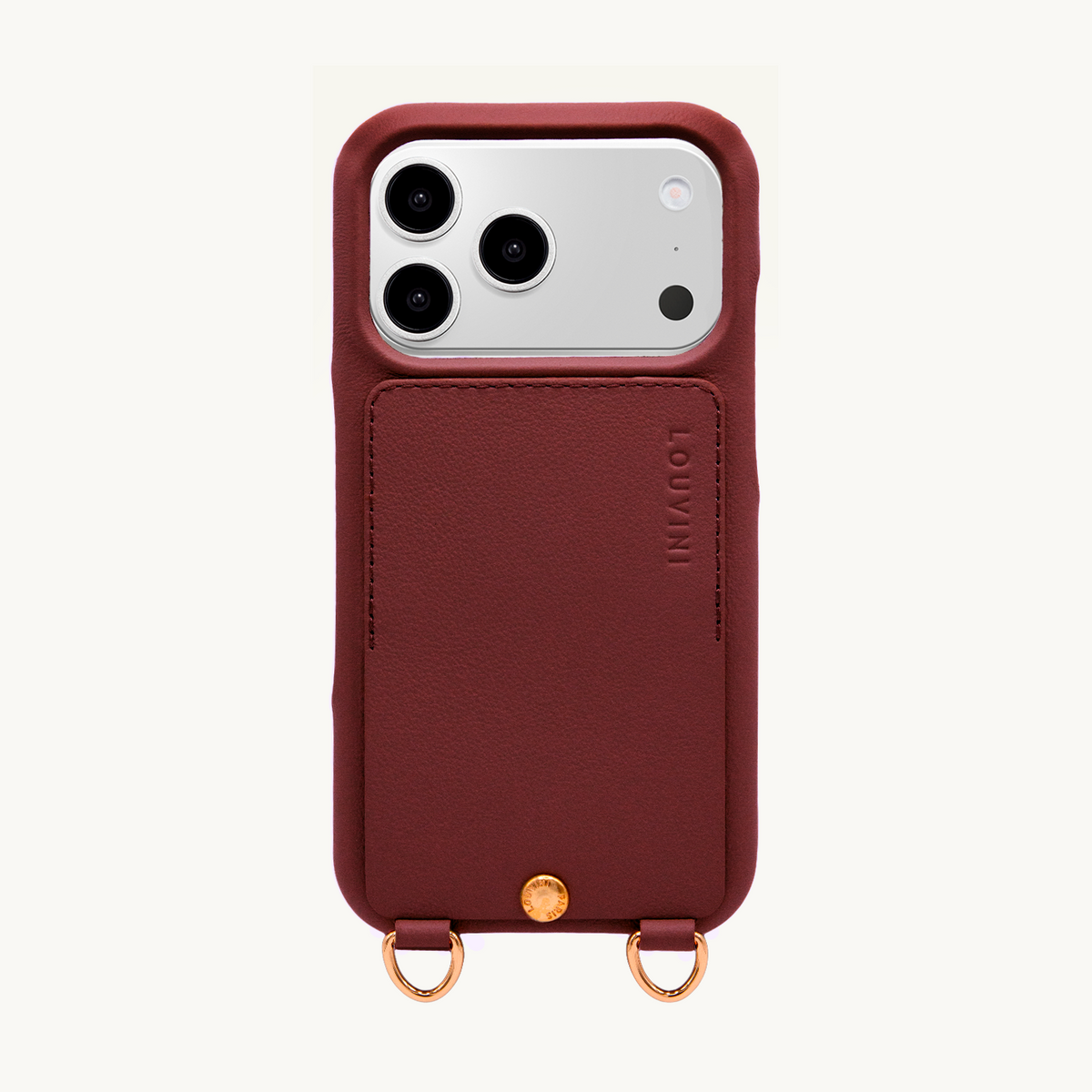 Coque iPhone Leather Case with Card Holder & Rings LOU - Burgundy