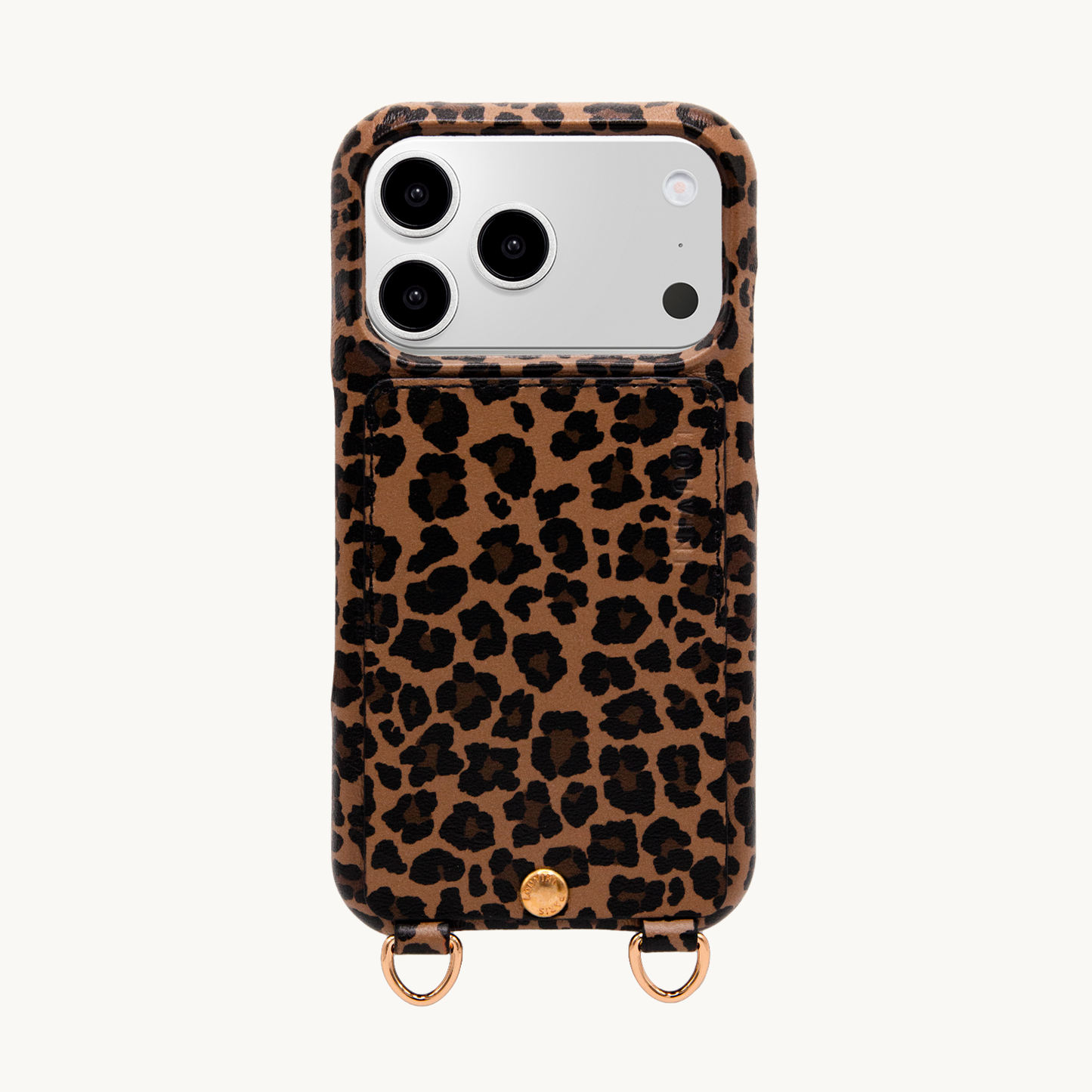 iPhone leather case with card holder and rings LOU - Leopard