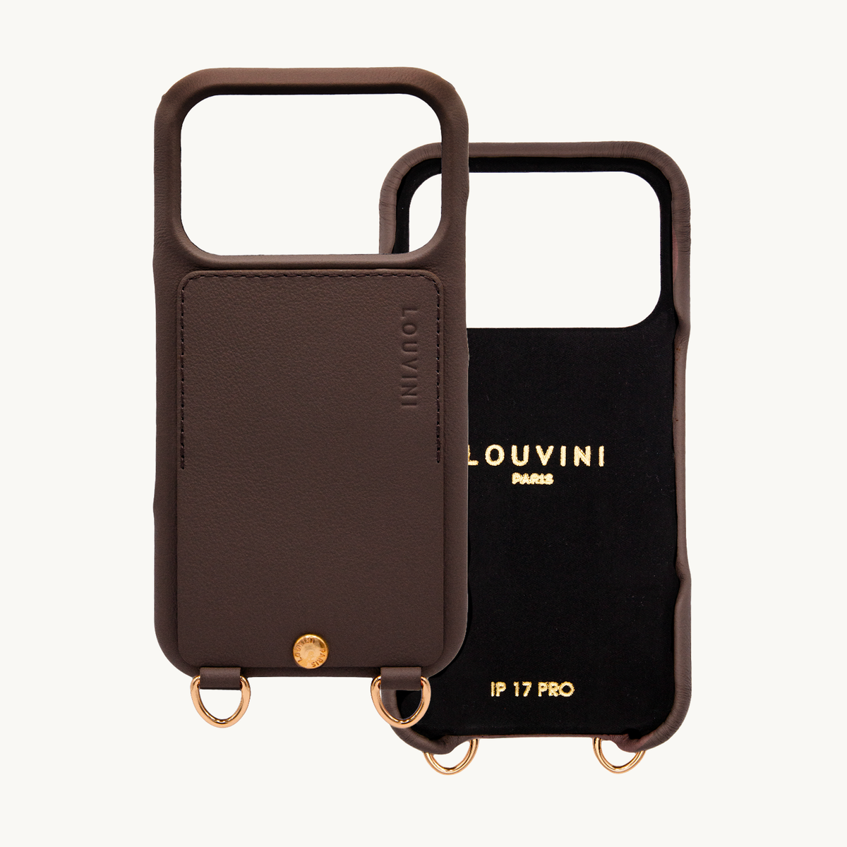 Coque iPhone Leather Case with Card Holder & Rings LOU - Brown