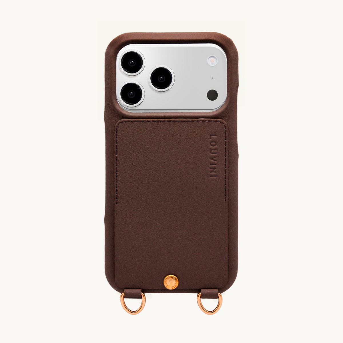 Coque iPhone Leather Case with Card Holder & Rings LOU - Brown