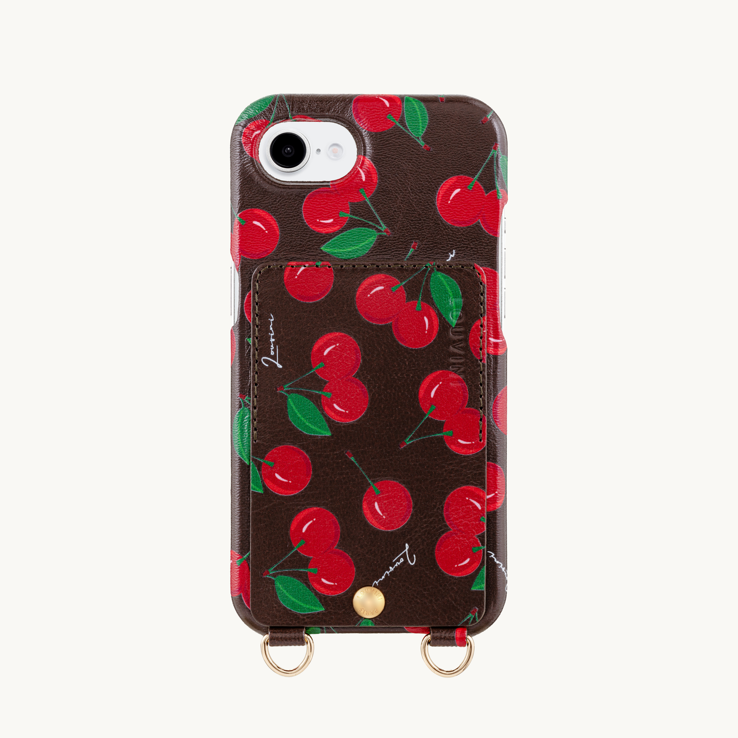 iPhone Leather Case with wallet and loops LOU - Cherry