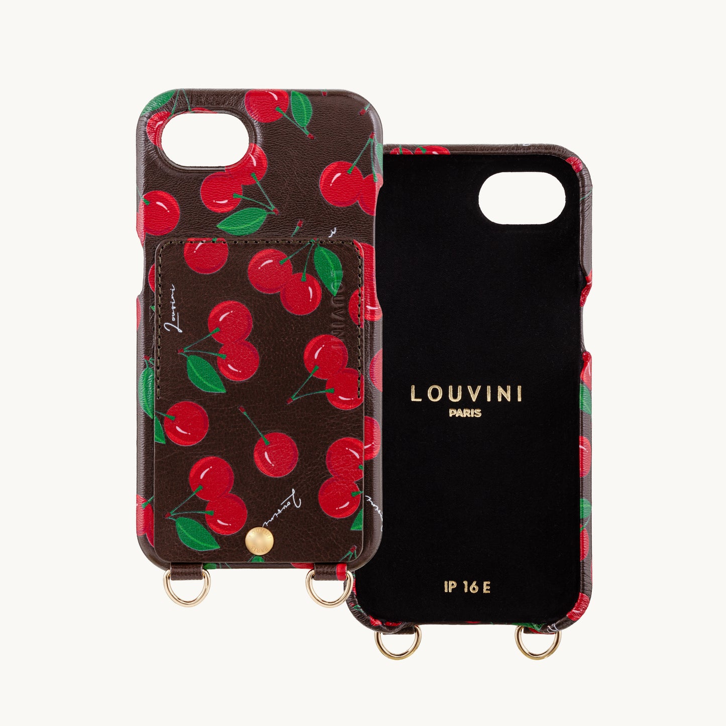 iPhone Leather Case with wallet and loops LOU - Cherry
