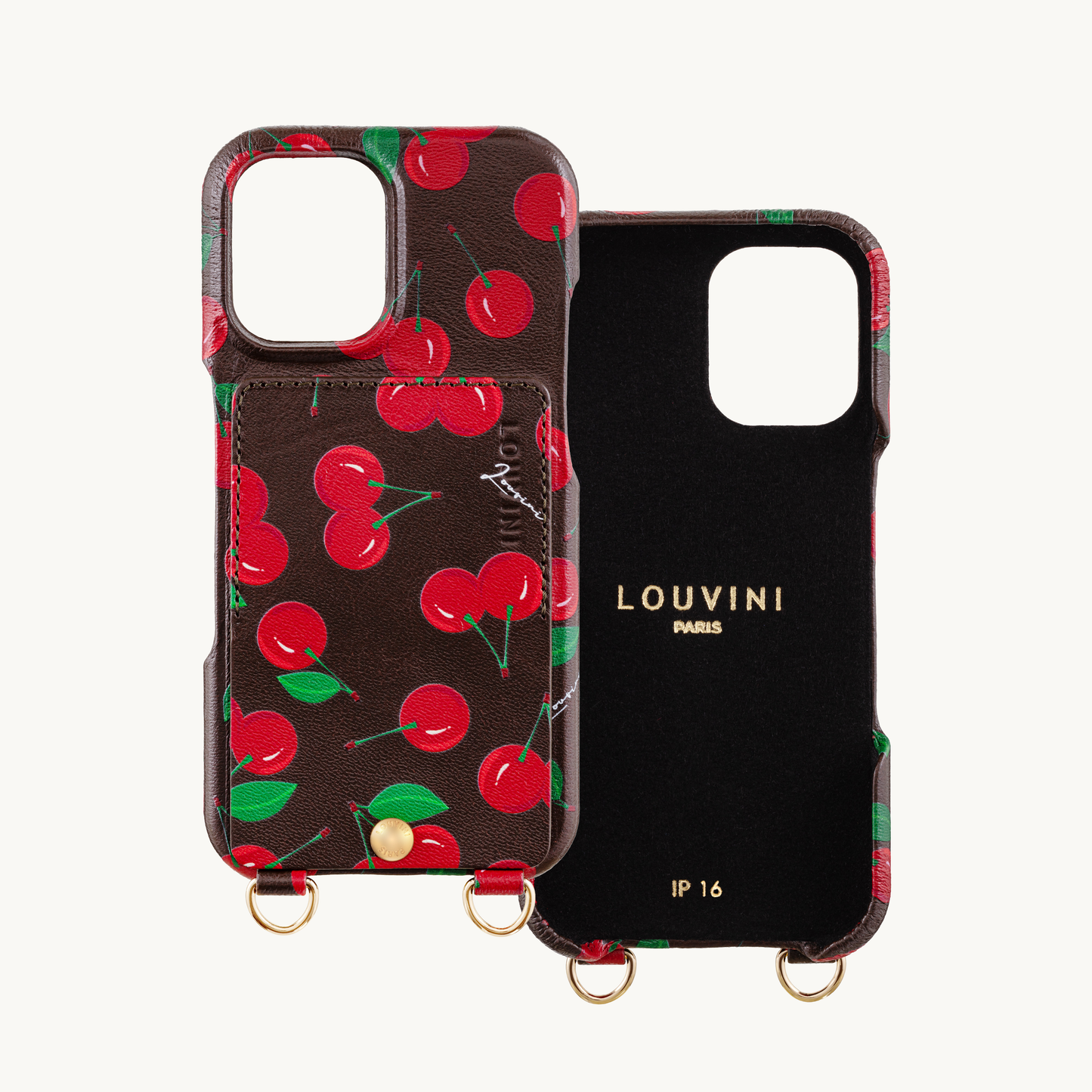 iPhone Leather Case with wallet and loops LOU - Cherry