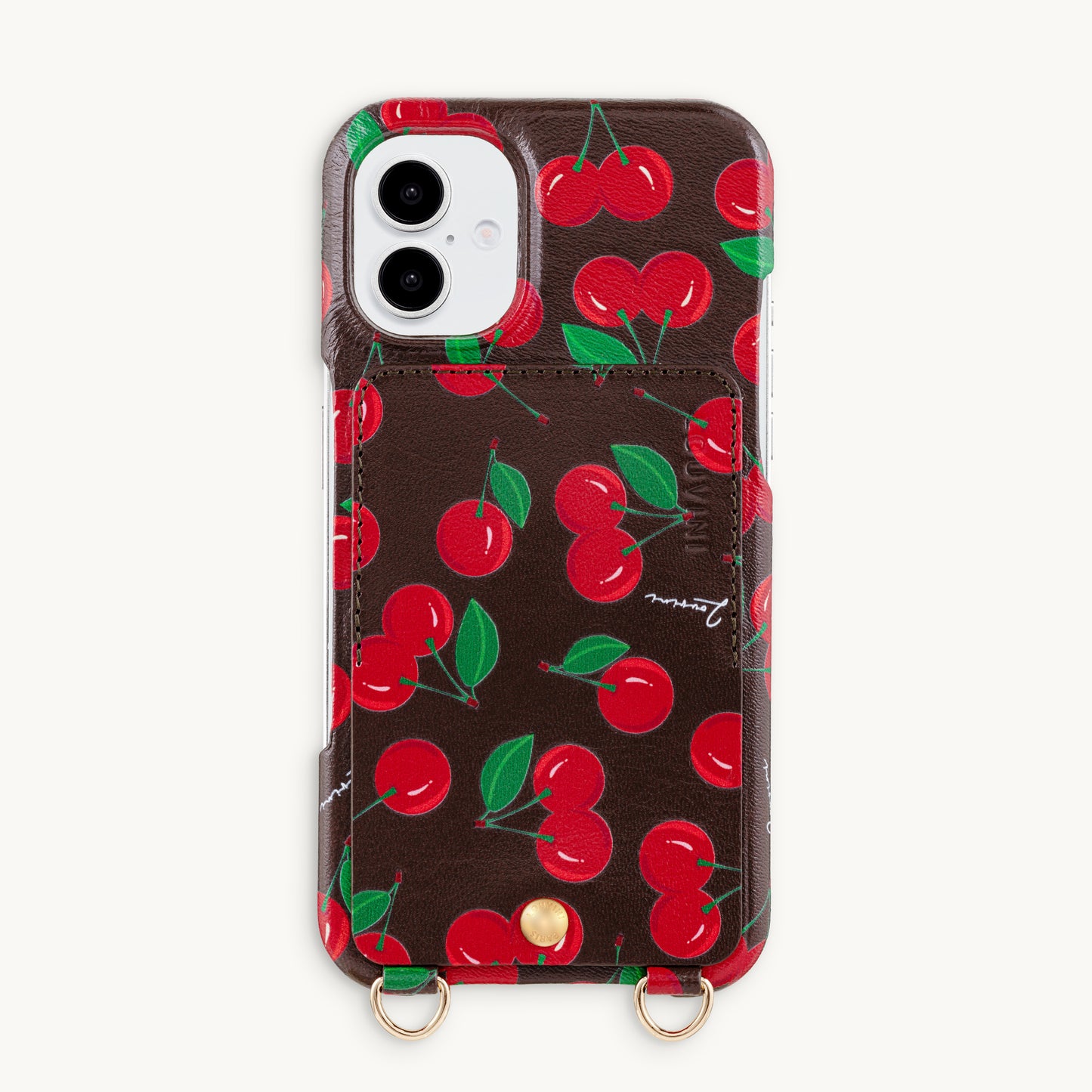 iPhone Leather Case with wallet and loops LOU - Cherry