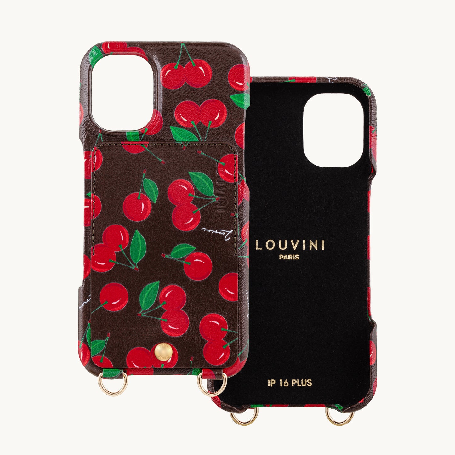 iPhone Leather Case with wallet and loops LOU - Cherry