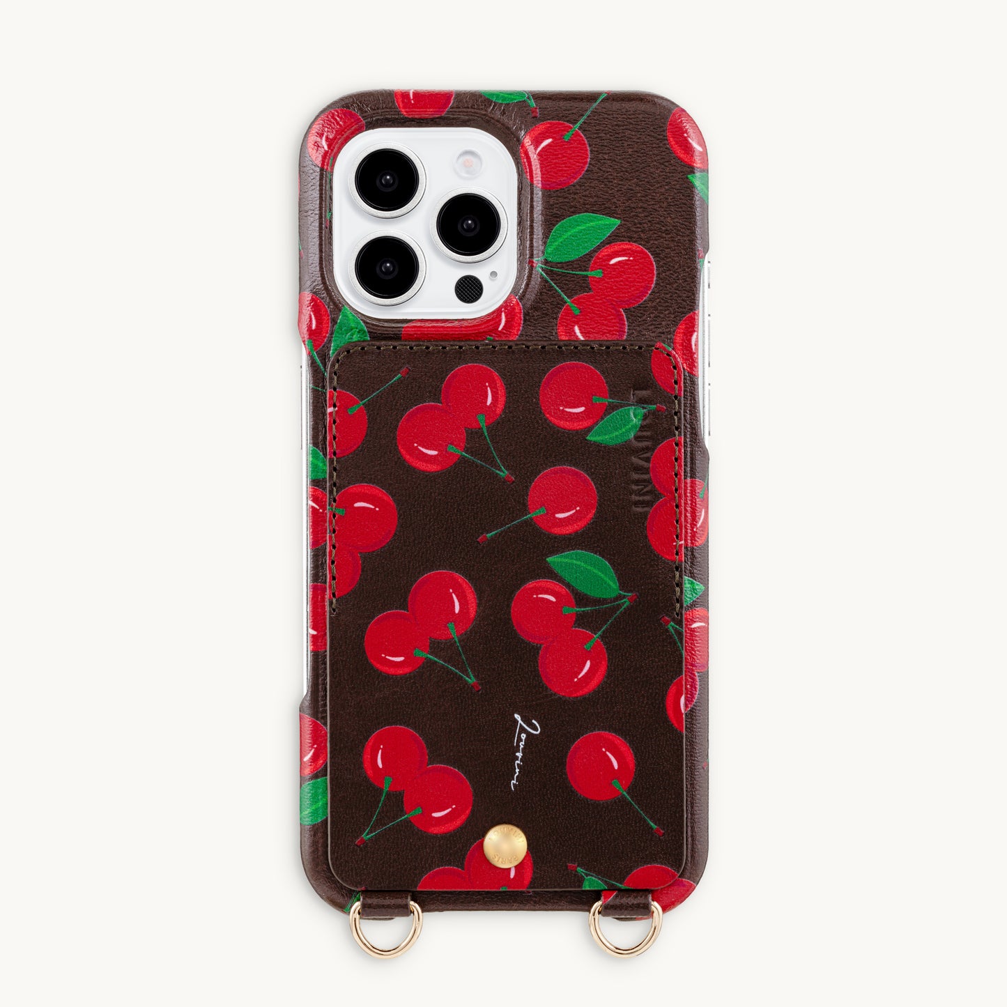 iPhone Leather Case with wallet and loops LOU - Cherry