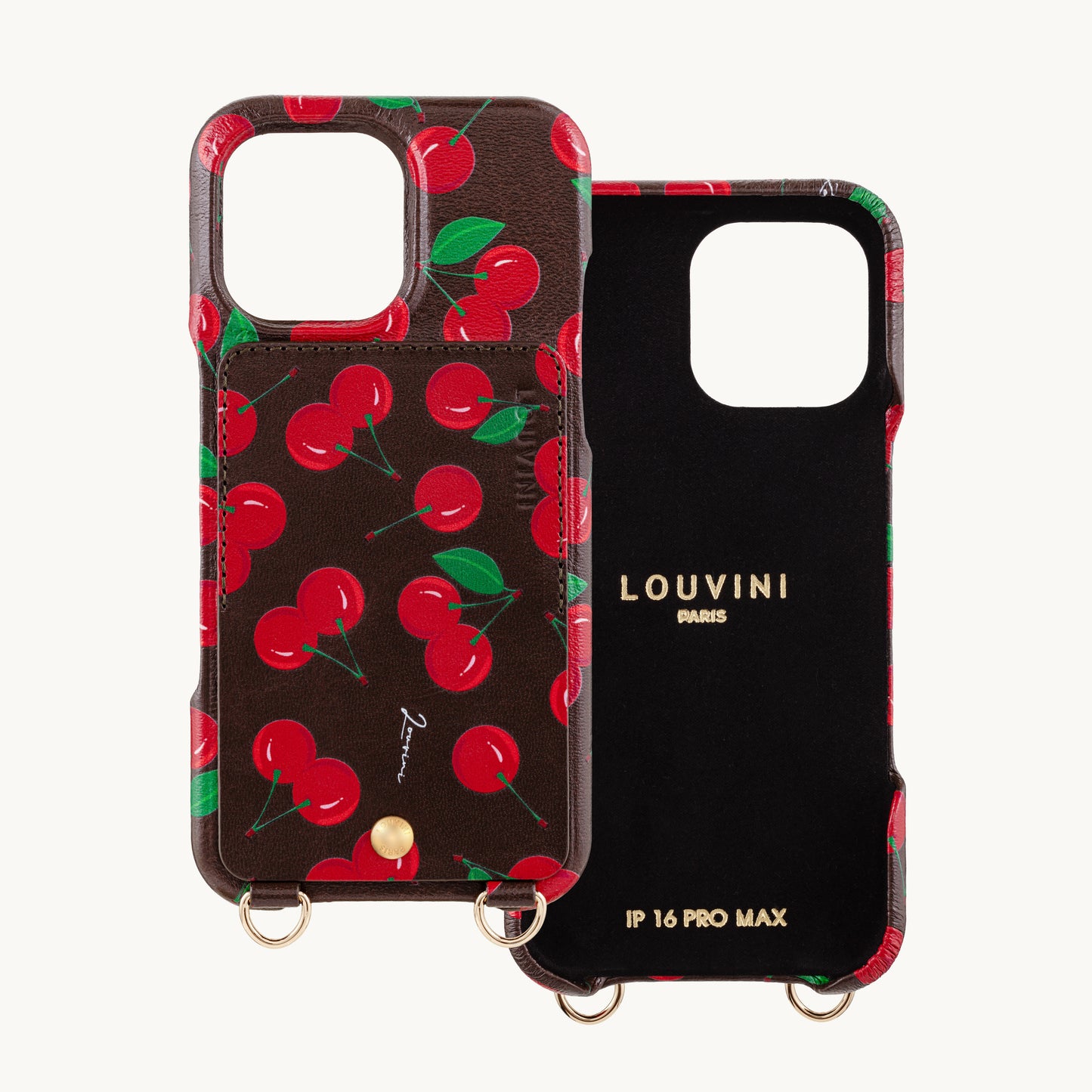 iPhone Leather Case with wallet and loops LOU - Cherry