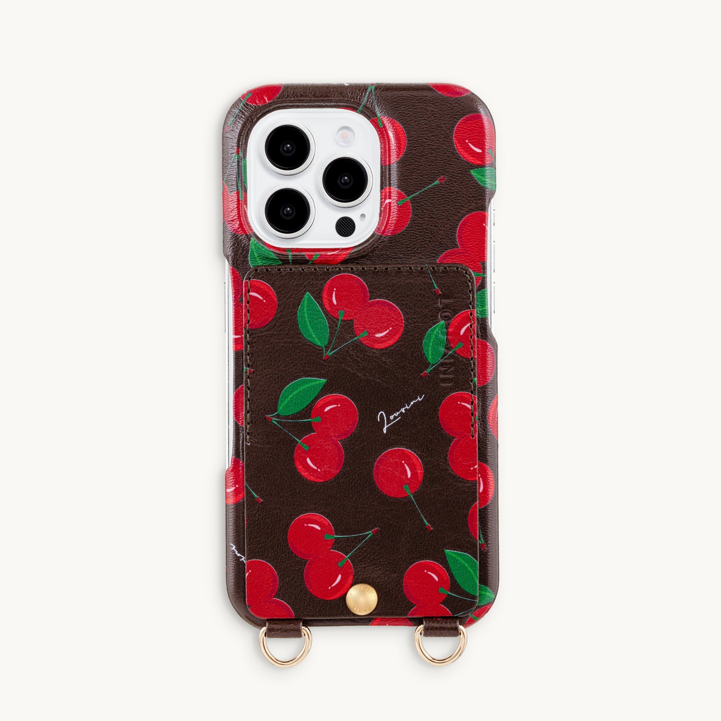 iPhone Leather Case with wallet and loops LOU - Cherry