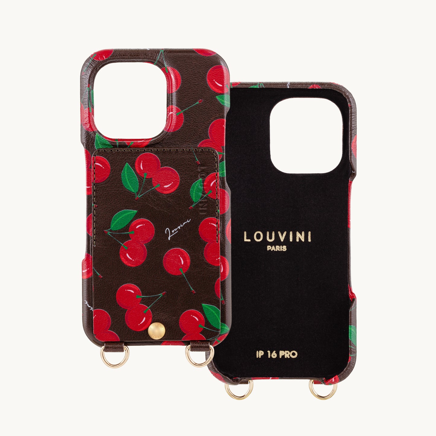 iPhone Leather Case with wallet and loops LOU - Cherry