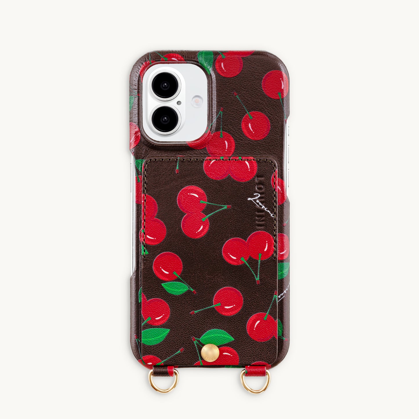 iPhone Leather Case with wallet and loops LOU - Cherry