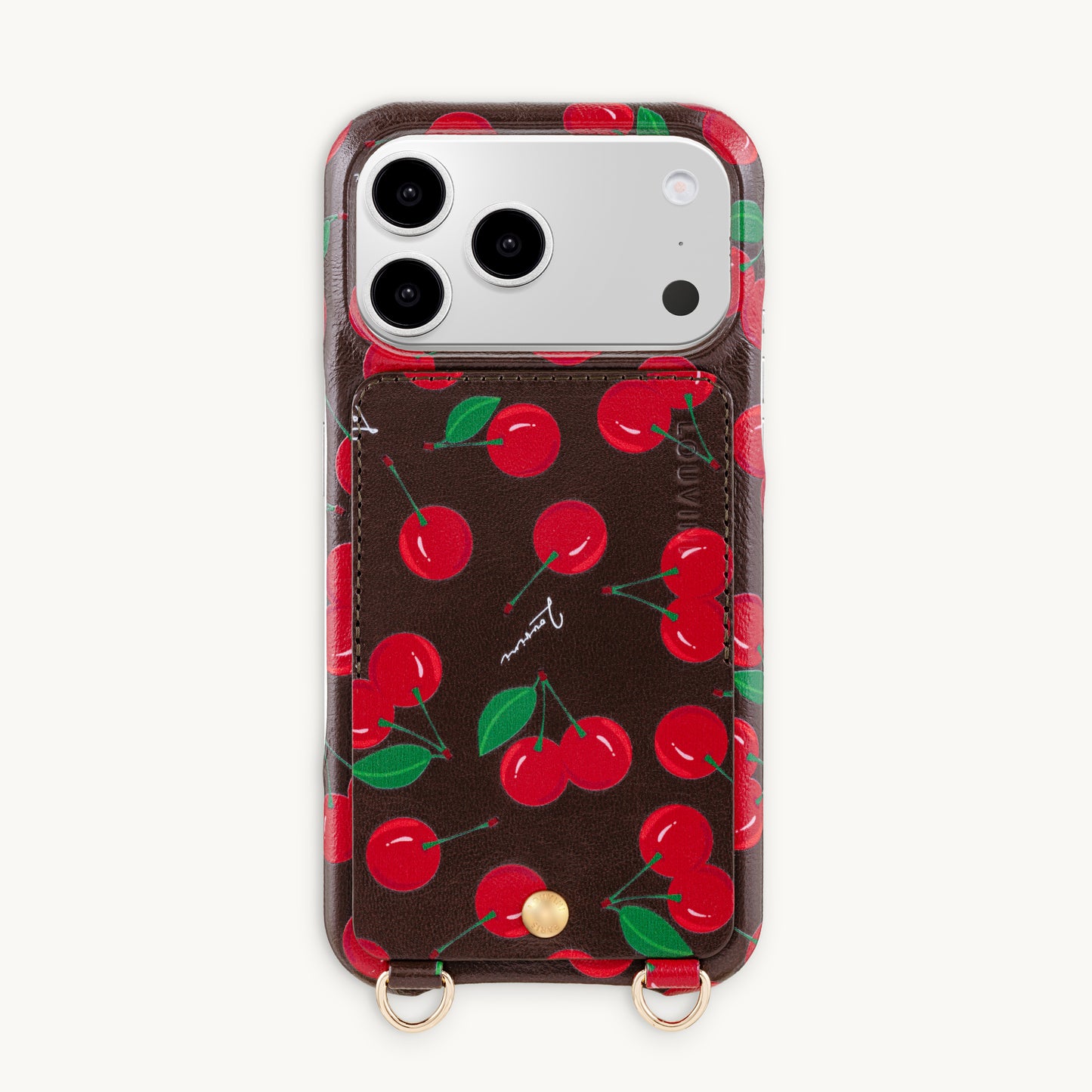 iPhone Leather Case with wallet and loops LOU - Cherry