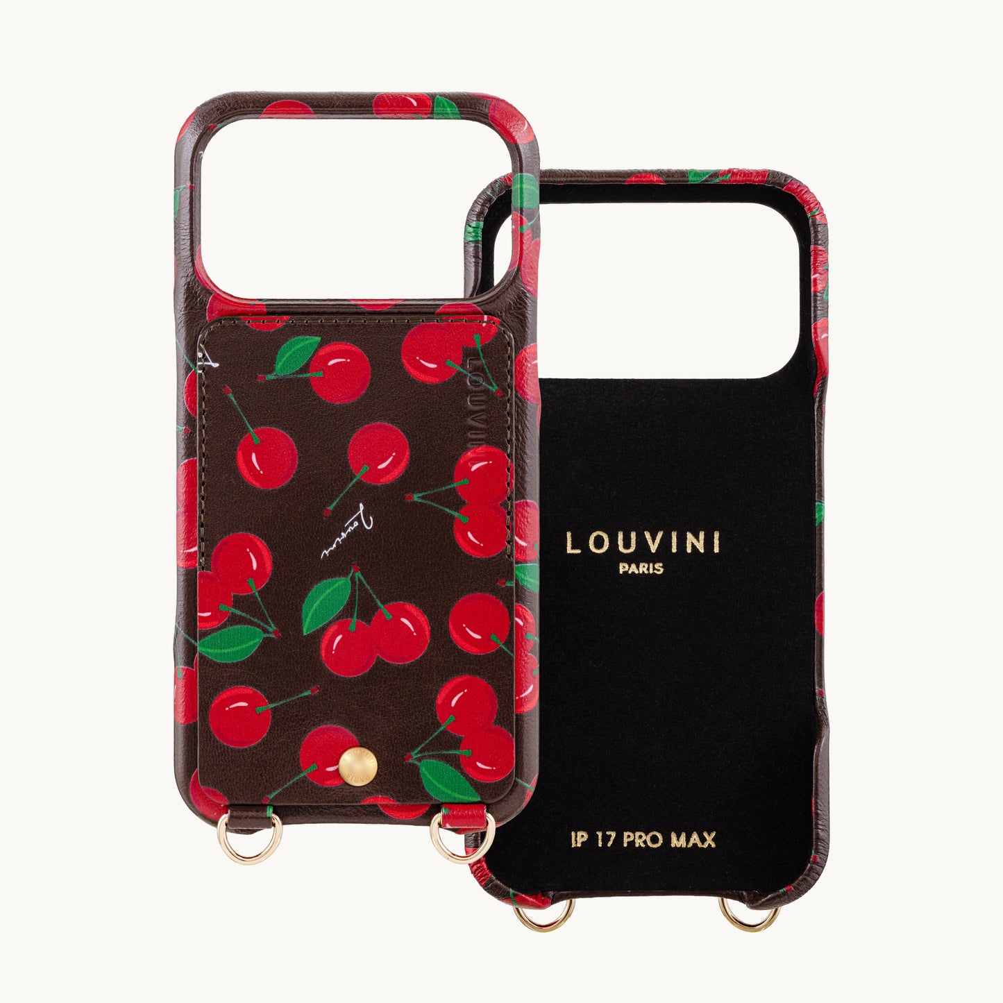 iPhone Leather Case with wallet and loops LOU - Cherry