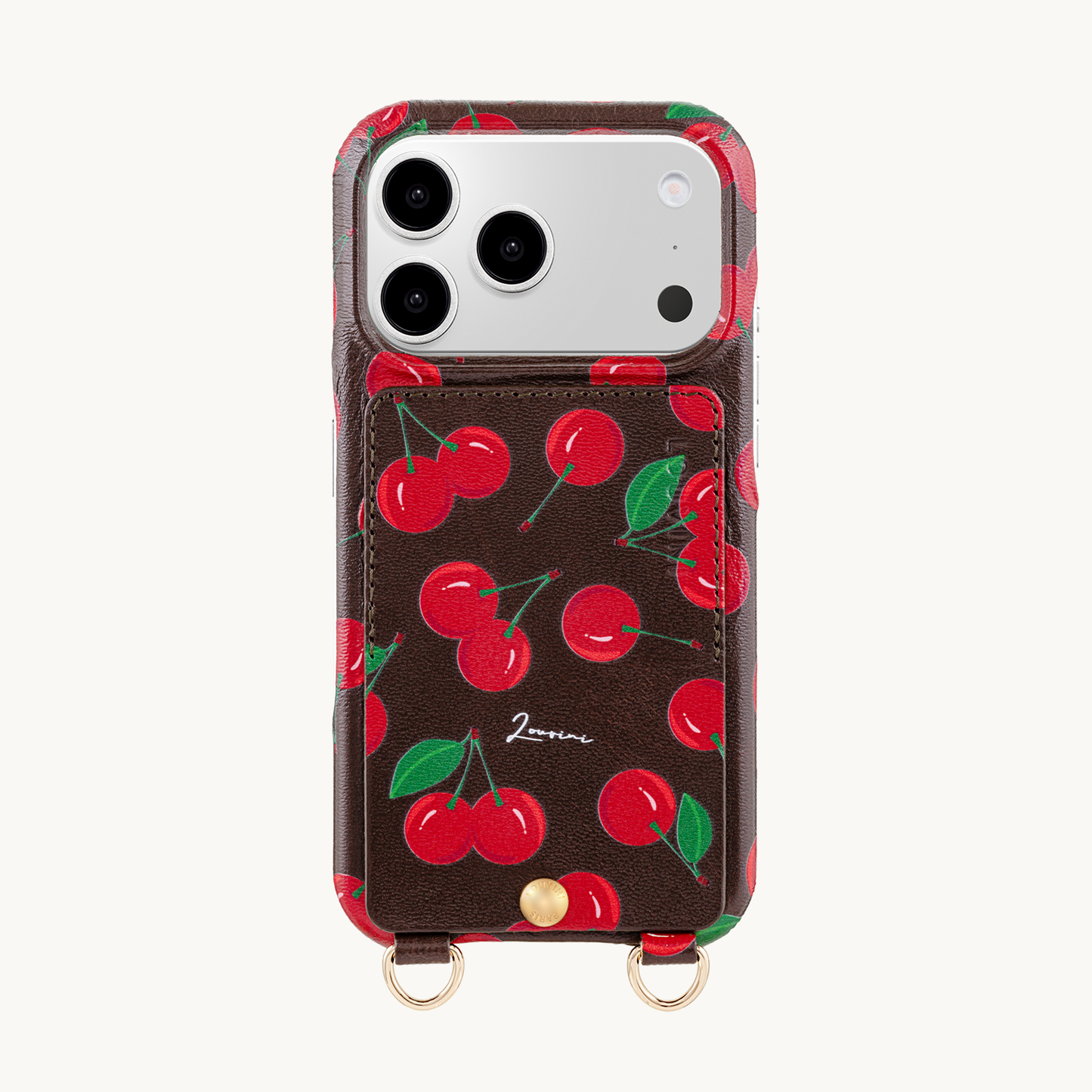 iPhone Leather Case with wallet and loops LOU - Cherry