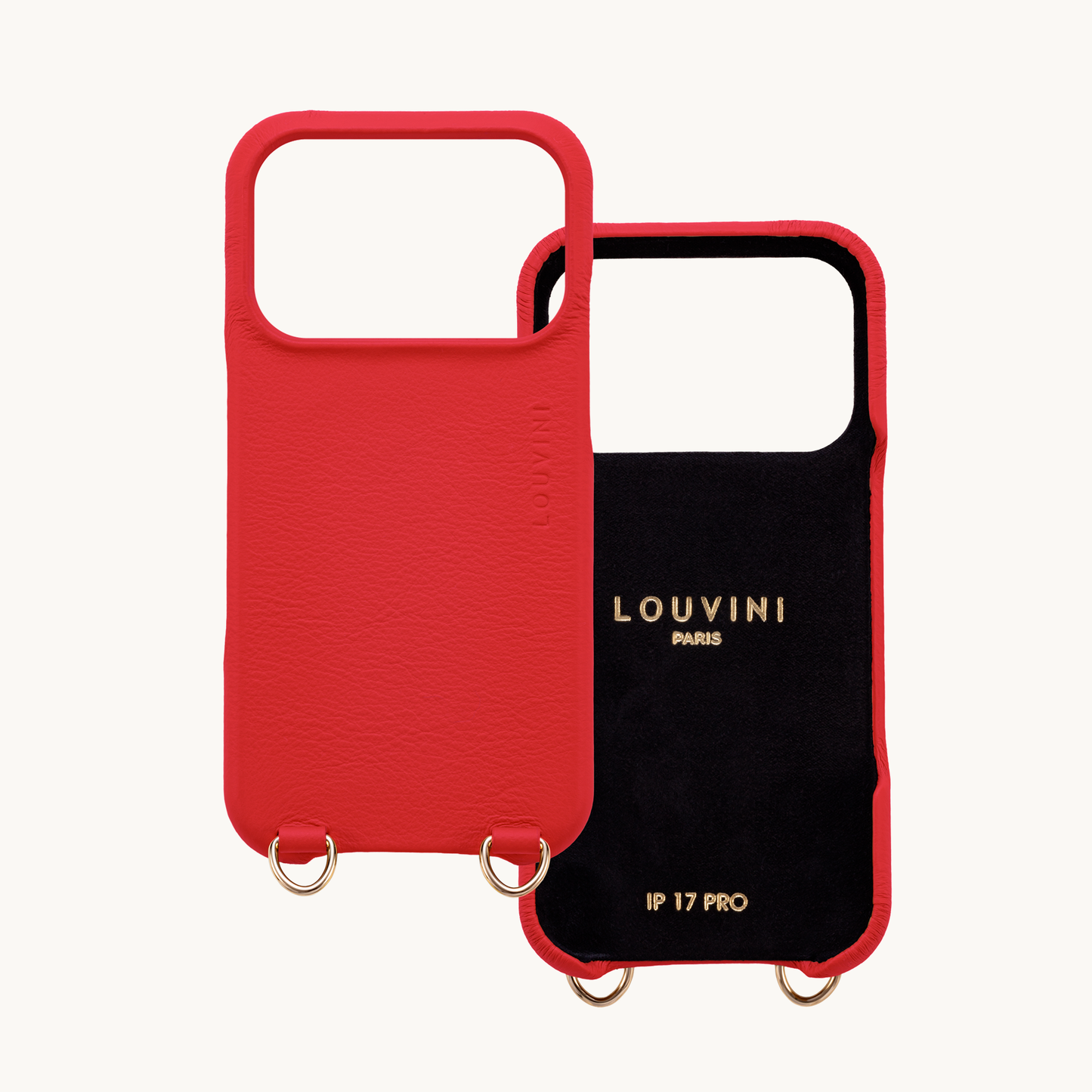 iPhone MagSafe leather case with rings MAX – Red