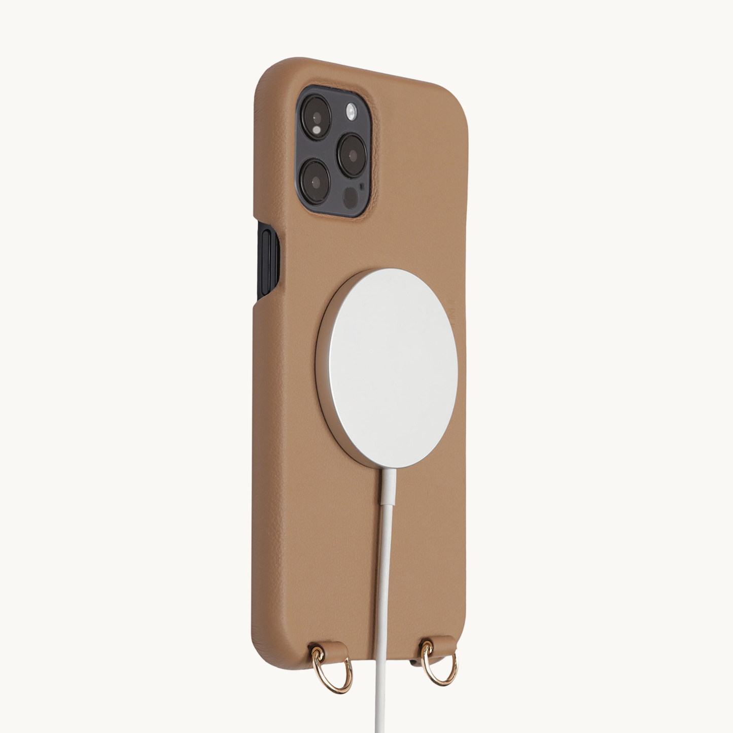 iPhone MagSafe leather case with rings MAX – Camel