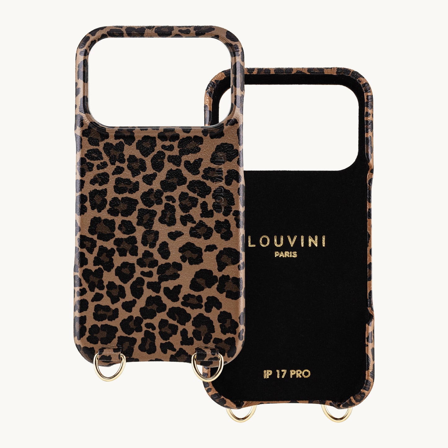 iPhone MagSafe leather case with rings MAX – Leopard
