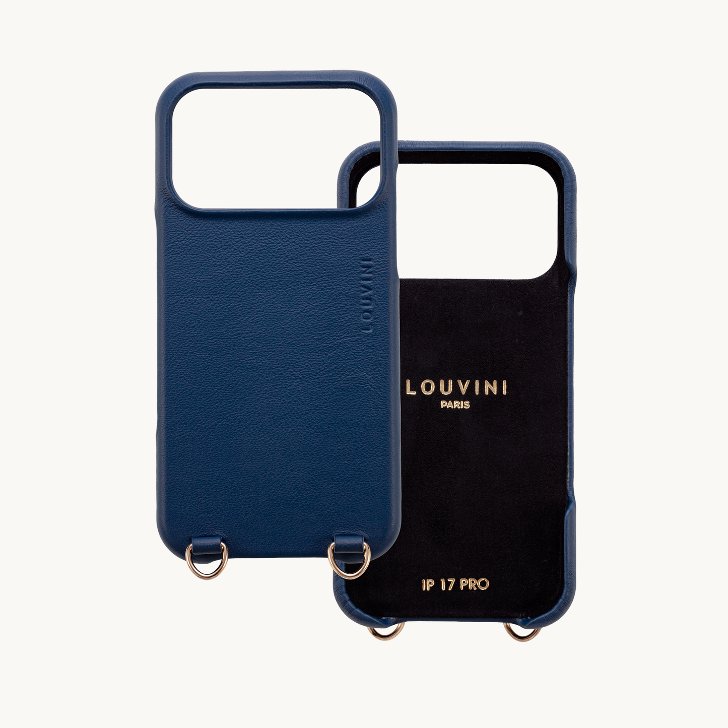 Coque iPhone MagSafe cuir avec anneaux MAX - Marine