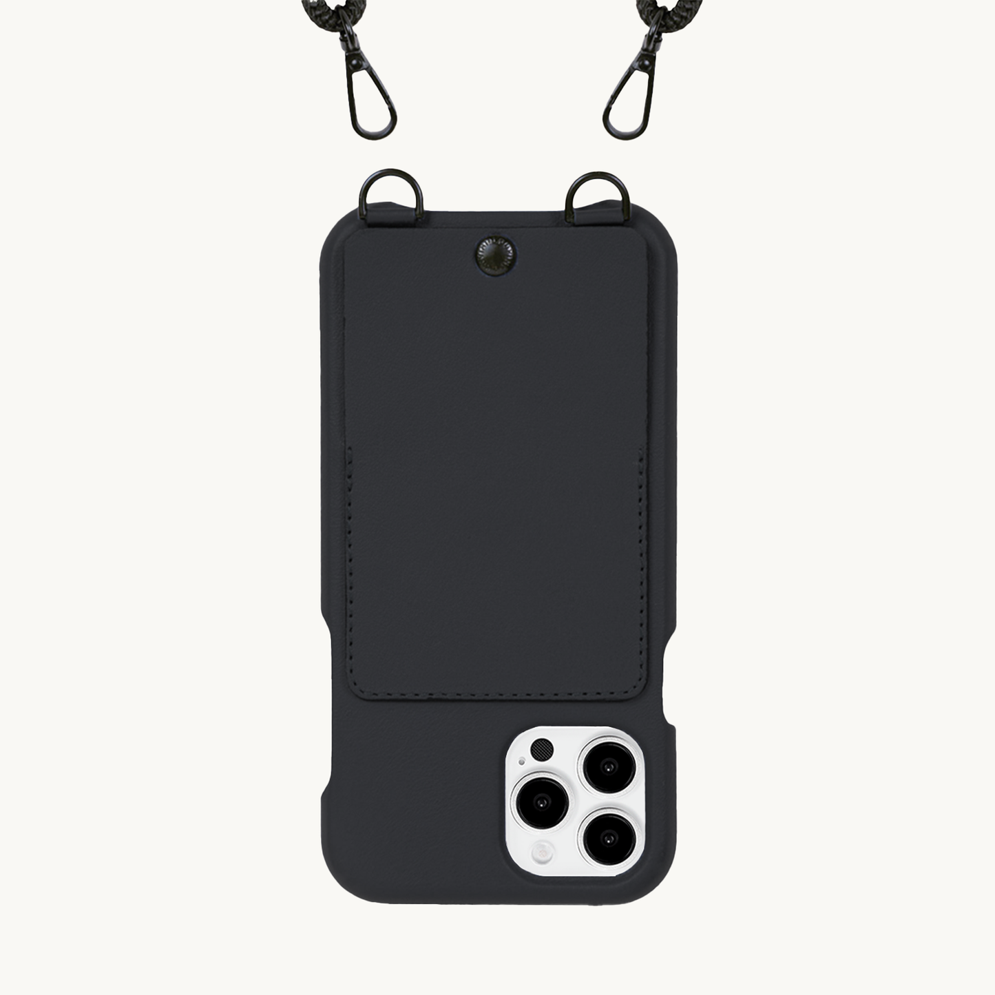 Coque iPhone cuir porte carte avec anneaux OSCAR - Noir