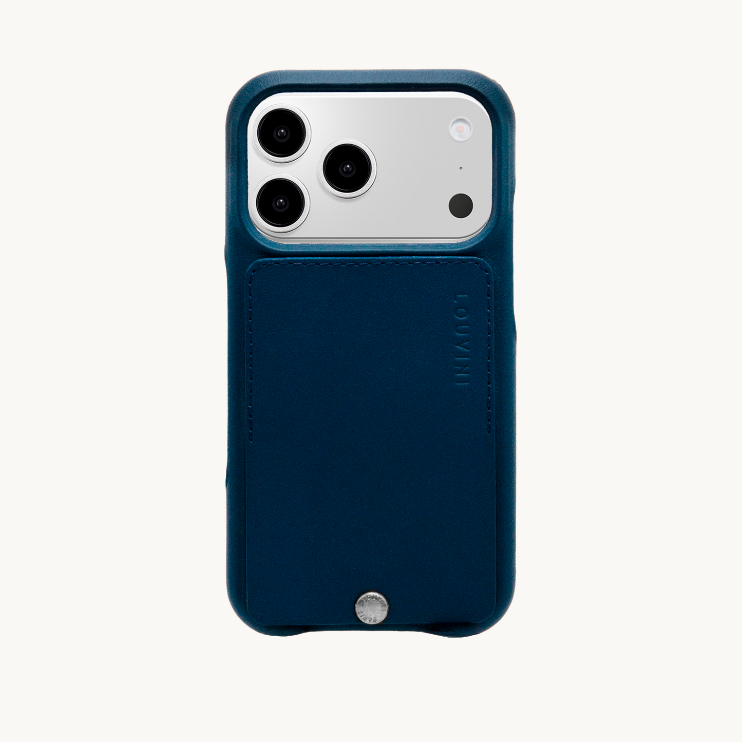 Coque iPhone cuir porte carte OSCAR Argenté - MARINE