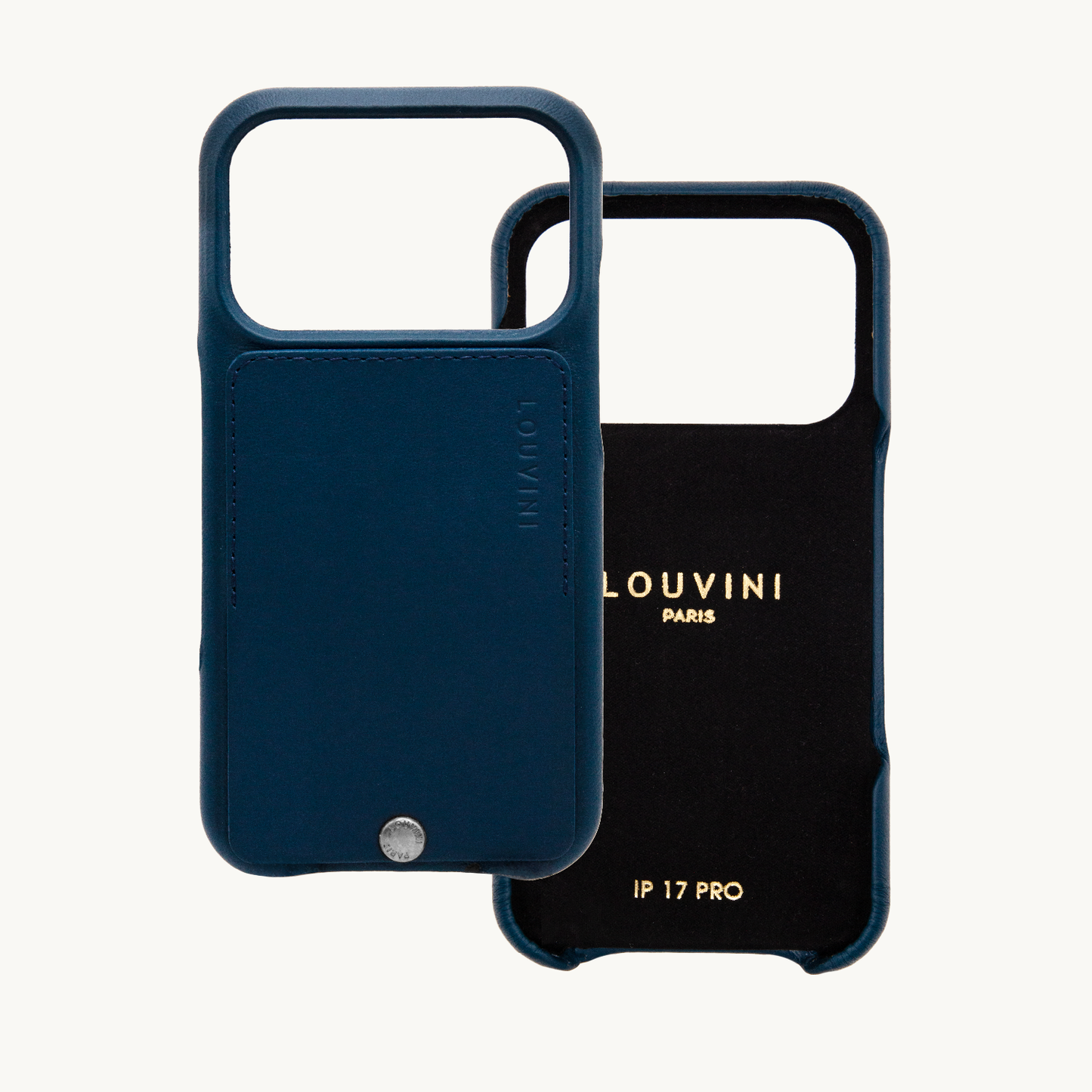 Coque iPhone cuir porte carte OSCAR Argenté - MARINE