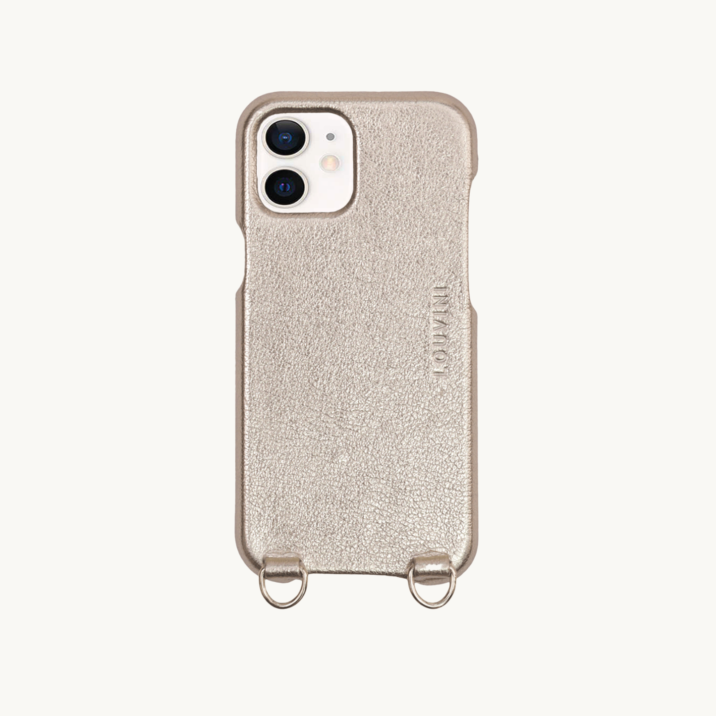 Coque iPhone cuir PETIT LOU (iPhone 12 & 13 Mini) - Doré argenté métallisé