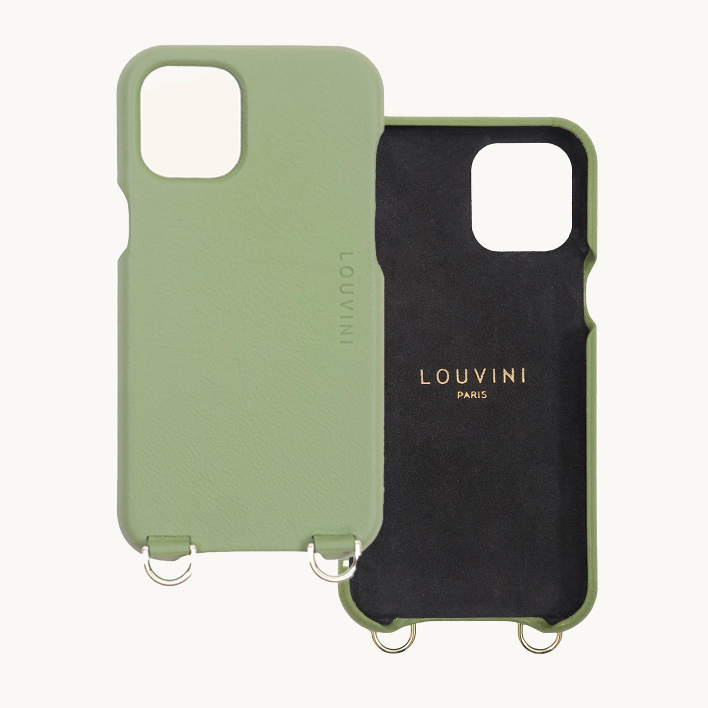 Coque iPhone cuir PETIT LOU (iPhone 12 & 13 Mini) - Kaki