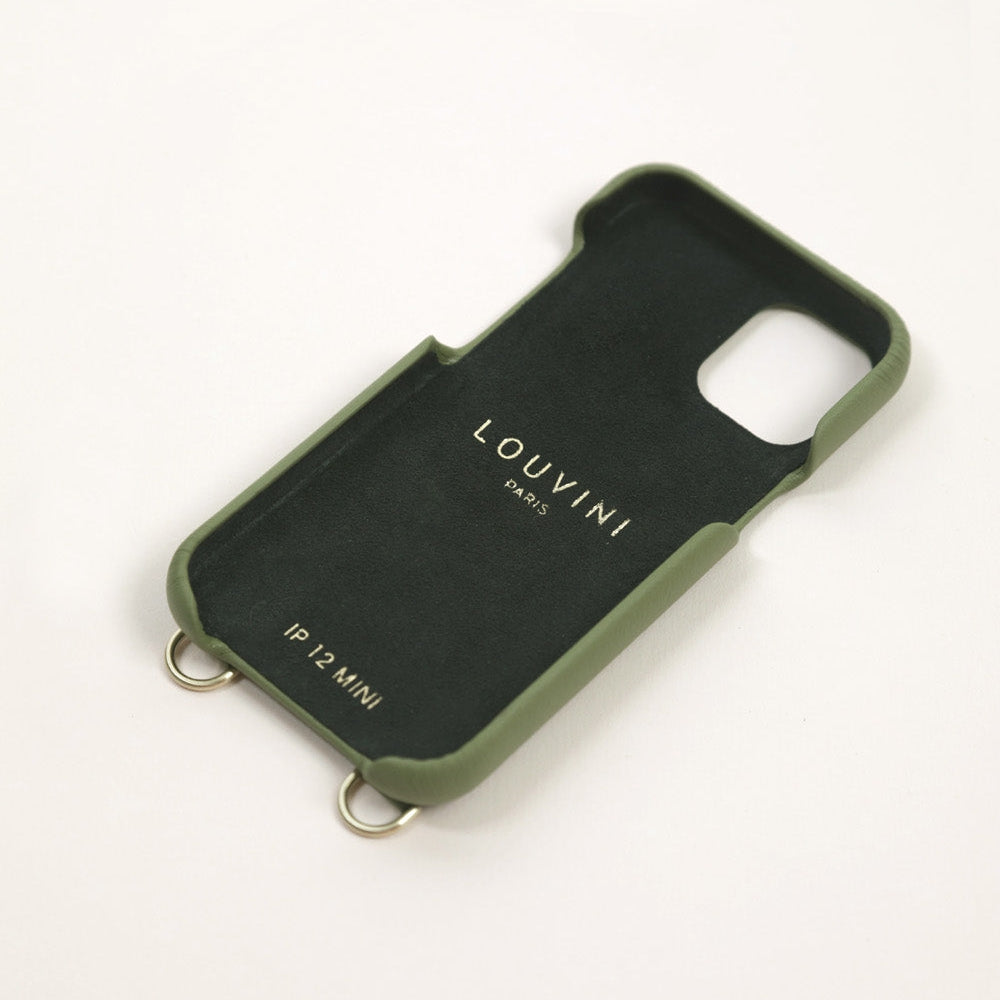 Coque iPhone cuir PETIT LOU (iPhone 12 & 13 Mini) - Kaki